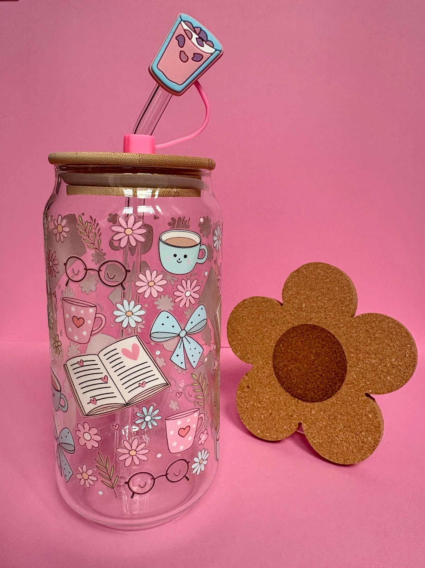 Vaso vidrio - Lectura📖👓🎀